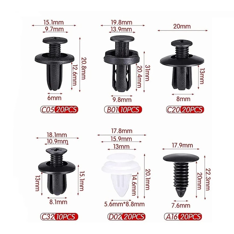 Grapa Kit Automotriz Universal Surtido Estuche Clips de Retenedores Coche
