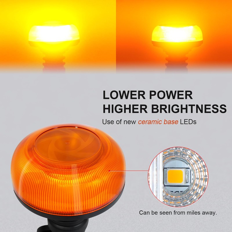 Agrieyes Pole Mount Beacon Light 3.6 Inch, 38LED Flashing Lights