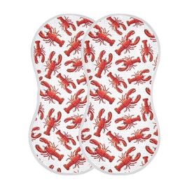 JHKKU Muslin Burp Cloths for Baby Boys and Girls - 2-Pack Ultra Absorbent Lobsters Muslin Washcloths, Newborn Towel, Milk Spit Up Rags, Burp Cloth Bib for Unisex, 22 x 11 Inch