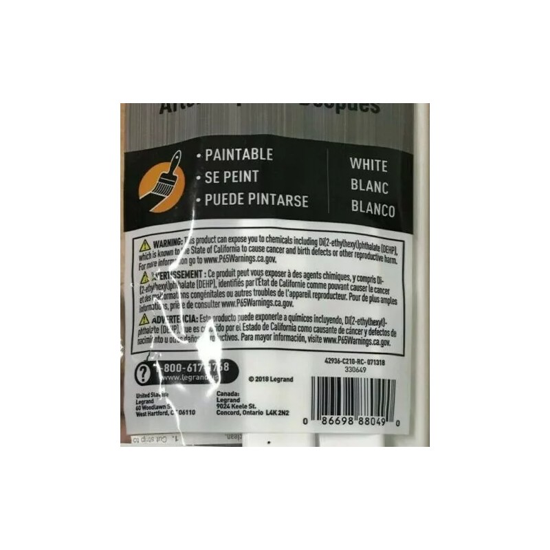 Wiremold C210 CordMate II White Plastic Cord Cover and Cable