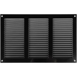 Vent Systems 30 x 20 cm Air Vent Covers - Black - Metal Air Return Grille with Built-in Pest Protection Screen