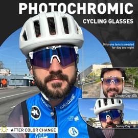 KAPVOE Photochromic Cycling Glasses Men Women Clear Sports Sunglasses Adjustable TR 90 Frame Mountain Bike Sunglasses MTB Cycling