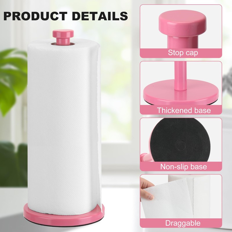 Stainless Steel Paper Towel Holder, Pink, Countertop for Kitchen &