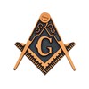 Square & Compass Masonic Auto Emblem - [Blue & Copper][3''