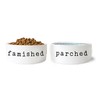 Famished Parched Funny Ceramic Pet Dog Cat Food Bowls Set (Large)