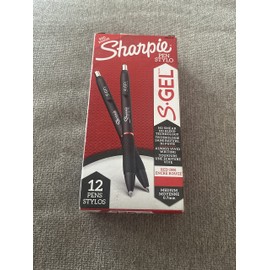 Sharpie S Gel Pens, Medium Point, 0.7 mm, Black Barrel, Red Ink, Pack Of 12 Pens