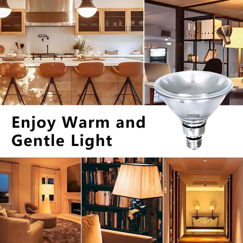 PAR38 Halogen Flood Light Bulbs 2 Pcs, 80W Equivalent, 120V,