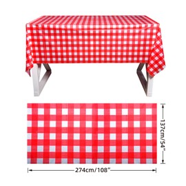 Jomnvo Disposable Tablecloth Christmas Table Cover Disposable Christmas Plastic Tablecloth for Christmas Party Birthday Weddings (Plaid, 1)