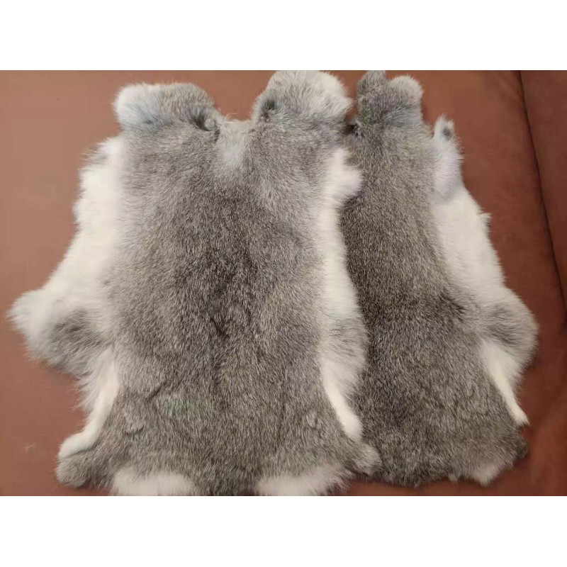 Unbranded 2PCS Real Rabbit Skin Hide Tanned Pelt Fur Leather