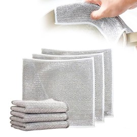 Moguri Pack of 3 Multi-Purpose Wire Dishcloths, Scourer Cleaning Cloth, Multifunctional Non Scratch Wire Dishcloth, for Wet and Dry, Reusable Cleaning Cloths