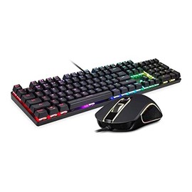 Juego de teclado mecánico para juegos, mouse para juegos, teclado retroiluminado RGB LED para Windows y Mac PC Gamers                                 