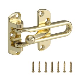 WellMade Swing Bar Door Lock Latch,Door Security Latch for Kids Safety and Home Security, Reinforcement Door Latch Guard Clasp（Bright Brass，1 Pack)