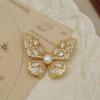 LISADORE White Rhinestone Butterfly Brooch Pin