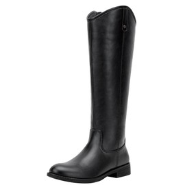 Vepose Women's Knee High Boots 956W Black Zipper Tall Fashion Elegant Boots with Wide Calf and Extra Wide Width for Women Size 10W(CJY956W Black 10)