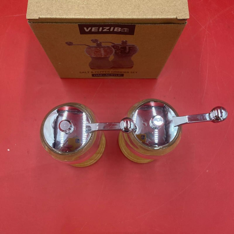 VEIZIBEE Classical Hand Shake Wood Pepper Grinder Set And Gorgeous