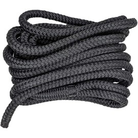 South Bend Rope Double Braid Nylon Dock Line w/Eye Splice (Black, 1/2-inch x 20 feet (2-Pack))