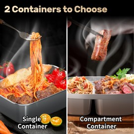 Epinovo Electric Heated Lunch Box for Adults - 1.8L 100W Fast Heated Lunch Box Portable Food Heater with Dual Container for Car, Truck, Office(12V/24V/110V) Black