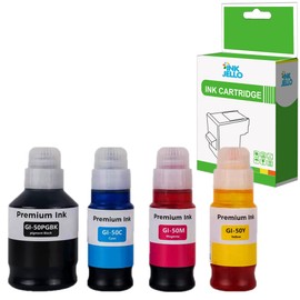 Inkjello Ink Bottle for printer, compatible with Canon Pixma G5050 G6050 G7050 Black Cyan Magenta Yellow (4-Pack)