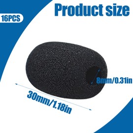 WeddHuis Pack of 16 Replacement Windscreen for Microphone and Headset, Foam Microphone Cover, Mini Microphone Windscreen for Teaching, Stage Performance and Meeting