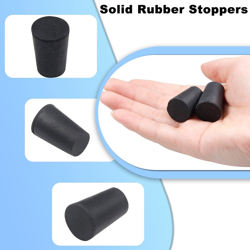 10pcs 0# Black Tapered Shaped Solid Rubber Stopper for Lab