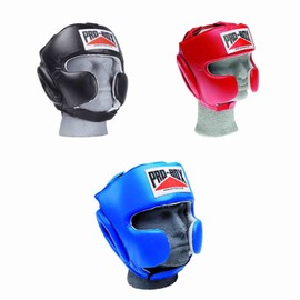 Pro Box Super Spar Leather Head Guard-RED-S