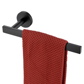 AONEON Hand Towel Rings Bathroom Towel Holder Modern Small Bath Towel Bars Stainless Steel Wall Mounted Matte Black AN3001MB