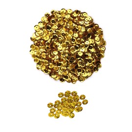 Round Sequins for Sewing, 2800 Gold Sequins for Sewing, DIY Crafts, Diameter 6 mm, 30 g Bag Sequins for Sewing, Gluing, Sewing, Art, DIY, Jewellery Crafts