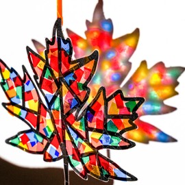EggSun 36 Sets Thanksgiving Fall Maple Leaf Suncatchers Craft Kit for Kids Ornaments Stained Glass Window Arts and Crafts Kit for Classroom Holiday Projects Home Party Favors Decorations Ages 4 8 12