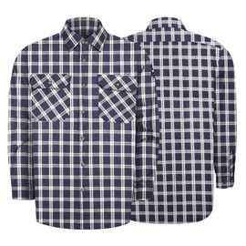 Uno Mejor FR Shirts 6.25oz Flame Resistant Welding Shirt, 100% C FR Clothing for Men, Men's Fire Retardant Welding Jacket for Safety Work, Heavy Durable Welding Gear, Navy-Plaid 2XL