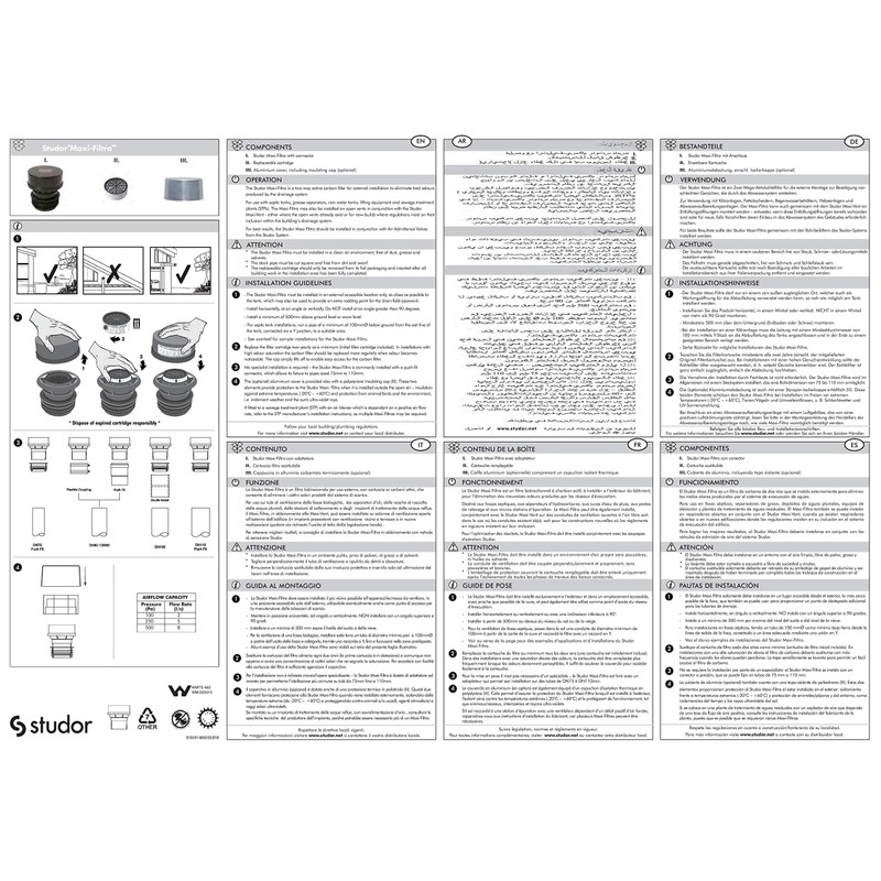 Studor Maxi-Filtra Two Way Carbon Filter Vent For Septic Tank