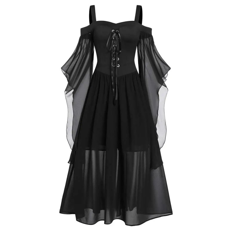 Women's Gothic Punk Style Off-the-shoulder Butterfly Sleeve Easter Cosplay Party