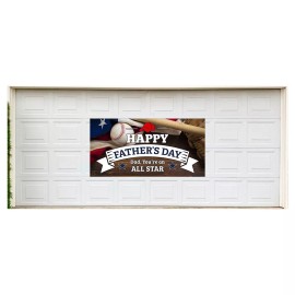 Vista Products Happy Fathers Day (All Star) 42" x 84" Magnetic Garage Banner For Steel Garage D