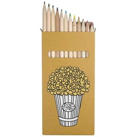 Azeeda 12 x 'Bag Of Popcorn' Long 178mm Coloured Pencils/Pencil Set (PE00058979)