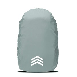 Pruvansay Backpack Cover, Waterproof, Rain Cover, Reflective Tape, Cross Buckle, Fall Prevention, Storage Bag Included, 210T Nylon, 3 Designs, 4 Sizes (15.9 qt - 68.7 qt (15 L - 65 L), V Shape Gray,