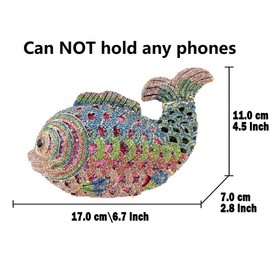 Boutique De FGG Fish Rhinestone Clutch Purses for Women Formal Evening Bags Prom Purse Wedding Party Crystal Clutch Bag,Mini,Pink