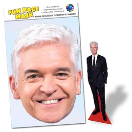 Party People 1 x Phillip Schofield - Ready To Wear Celebrity Face Mask Includes Freestanding 20cm Desktop Standee Card Cutout - Standee Phillip S