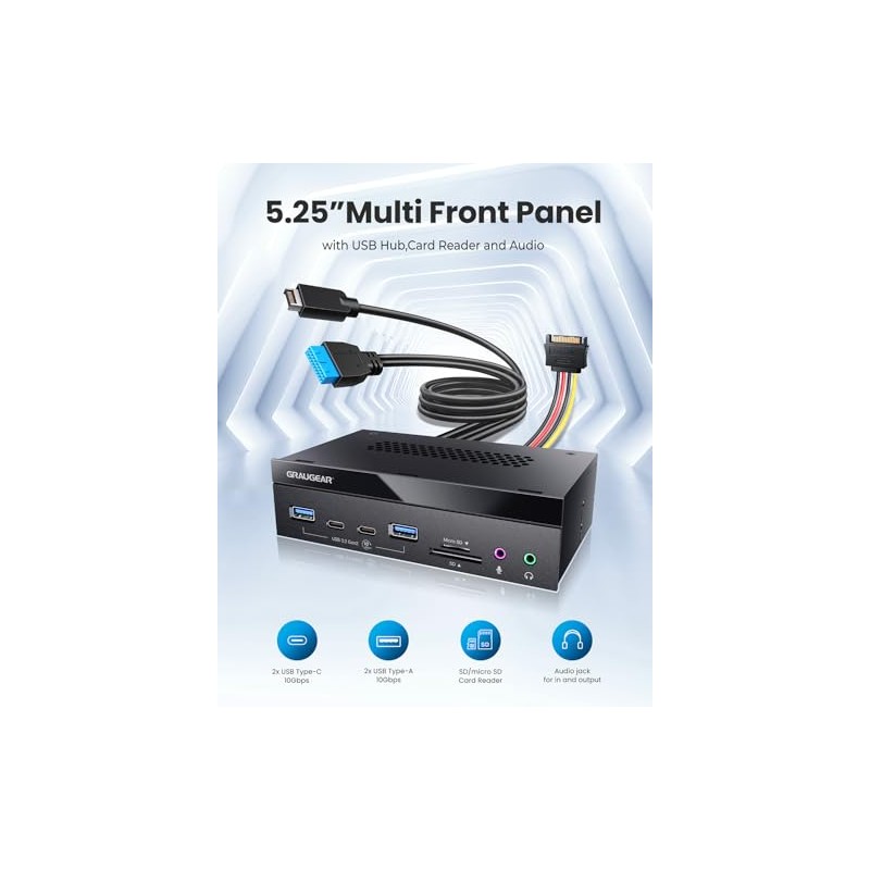 GRAUGEAR Lector de Tarjetas de Panel Frontal USB 3.2 de