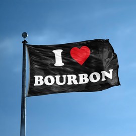 I Love Bourbon I Heart Flag - 3x5 ft High-Durability Polyester Fade-Resistant, Weatherproof Outdoor/Indoor Banner