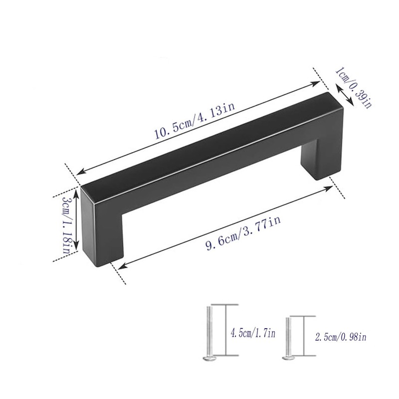 Hysgscwd 10PCS 3.8-inch Drawer Handles, Matte Black Cabinet Handles, Hardware,