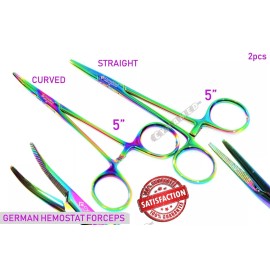 CYNAMED SET OF 2 HEMOSTAT FORCEPS 5" PREMIUM GERMAN STAINLESS SERRATED CVD + STR NEW