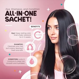 Shampoo Colorante en Espuma Herbishh 3 en 1 – Cubre Canas 100% en 15 Minutos | Tinte Permanente Instantáneo para Hombres y Mujeres | Negro Natural | S