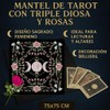 Mantel de Tarot 75x75 cm con Triple Diosa y Rosas