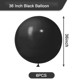 Large Balloons, 6 PCS 36 Inch Black Giant Round Balloons Jumbo Balloons Latex Balloons for Wedding Birthday Party Event Carnival Decoration