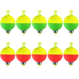 Bombite Fishing Bobbers Floats,10 Packs Weighted Bobbers for Fishing Foam Snap-on Fishing Floats Ball Oval Slip Bobbers for Fishing Bluegill Crappie Panfish Bass Trout Ball-Shape 1.2 in