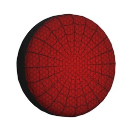 PAYOHTO Spider Web Cobweb on Red Spare Tire Cover 15 inch Water Resistant Polyester Silver Coated Sun Protection Universal Wheel Covers for Trailer RV SUV Truck Camper Travel Trailer