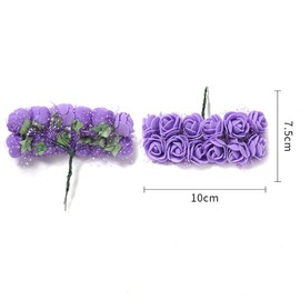 Anevous Pack of 24 Artificial Foam Roses with Stem, 2 cm Artificial Roses Flower Heads, Decorative Flowers, Foam Rose Bouquet, Artificial Flowers, Roses Crafts for Crafts, Party, Wedding, Bridal