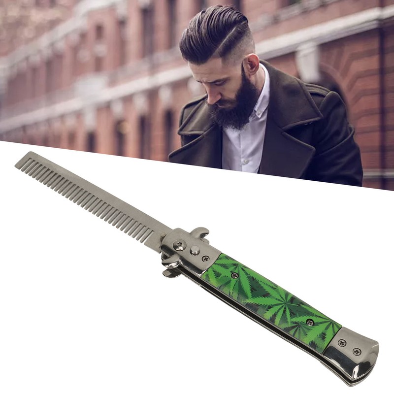 Switchblade Comb Stainless Steel Spring Comb Portable Pocket Beard Hair