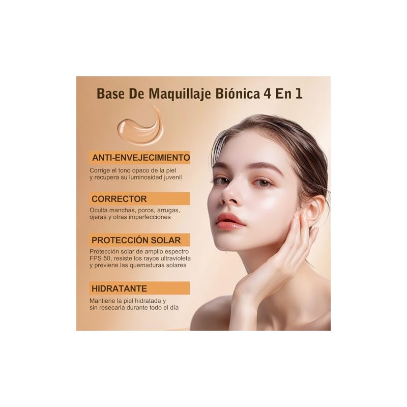 1PC Biomimic Foundation 4 In 1, base de maquillaje alta