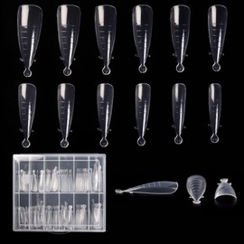 KADS 120PCS Clear Full Cover Dual Nail System Form UV Gel Acrylic Nail Art Mold Artificial Nail Tips with Scale for Extension (MODEL 6)