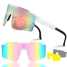 1 x Quick Glasses, Cycling Glasses, Rave Sunglasses for Men and Women, with Adjustable Arms, Sports Glasses, Road Bike Glasses, Polarised UV400 Safety Glasses, Cycling Glasses for Running, Glof Skiing